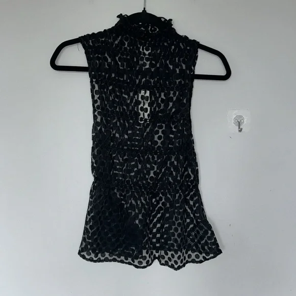 Maeve Smocked High-Neck Tiered Tank Top Black NWT - Picture 5 of 8